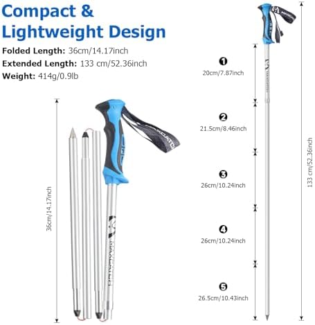 Maxcatch Foldable Wading Staff, T7075 Aluminum Wading Stick with Reinforced PVC-Coated Steel Cable & Secure Lock System