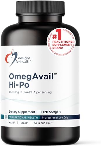 Designs for Health OmegAvail Hi-Po - TG (Triglyceride) Omega-3 Fish Oil Supplement, 1600mg EPA/DHA per Serving with Lemon + Vitamin E to Minimize Fishy Taste (60 Softgels)
