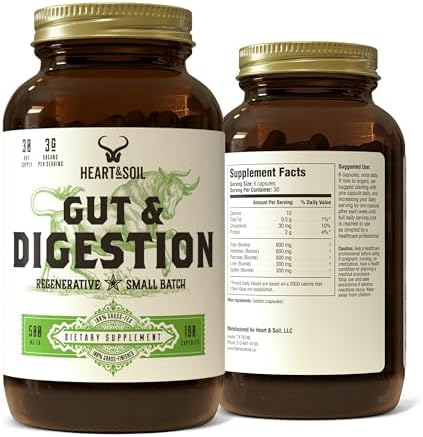 HEART & SOIL Gut & Digestion Supplement, 180 Capsules