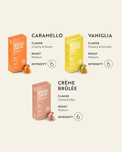 ROSSO CAFFÈ Espresso Pods for Nespresso Original Machines, Variety Pack 60 | Six Distinct Coffee Blends • Smooth to Intense Roasts • Rich Crema