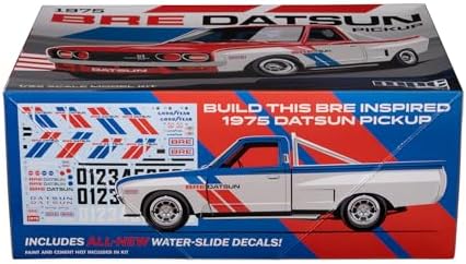 MPC 1975 Datsun Pickup BRE Model Kit – 1:25 Scale Plastic Truck Model, Wide-Body Racer or Stock Build, 129 Parts