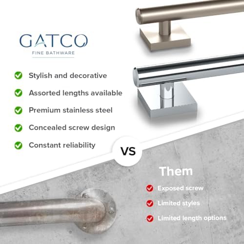 Gatco 952 Elevate, Grab Bar, 18”, Satin Nickel