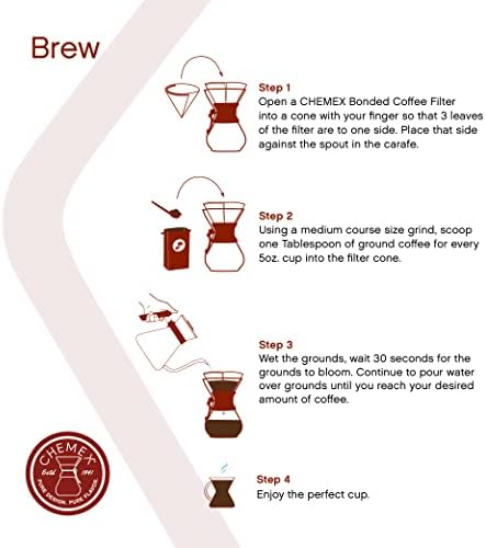 Chemex Pour-Over Glass Coffeemaker - Classic Series - 8-Cup - Exclusive Packaging | Manual Drip Coffee Brewer, Non-Porous Borosilicate Glass