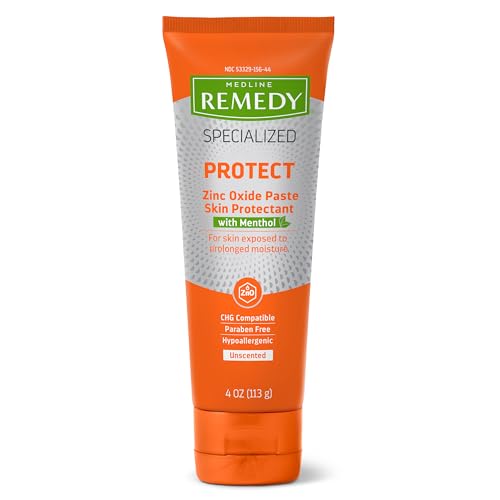 Medline Remedy Specialized Zinc Oxide Paste with Menthol (4 oz Tube), Unscented, Calamine, Incontinence Care, Diaper Rash, Wetness Protection