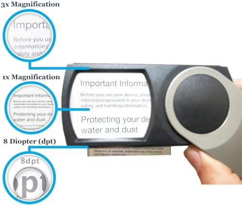 Premium Pocket Magnifying Glass with LED Light 3.0X (300%), Small Hand Held Lighted Magnify Glasses for Reading Tiny Print, Menu, Pill Bottles