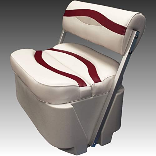 DeckMate® Complete Premium Pontoon Flip Flop Seat and Base (Ivory/Burgundy/Tan)