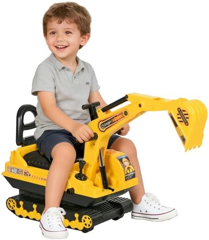 Qaba No Power Ride On Excavator for Boys Girls 18-48 Months Yellow Black