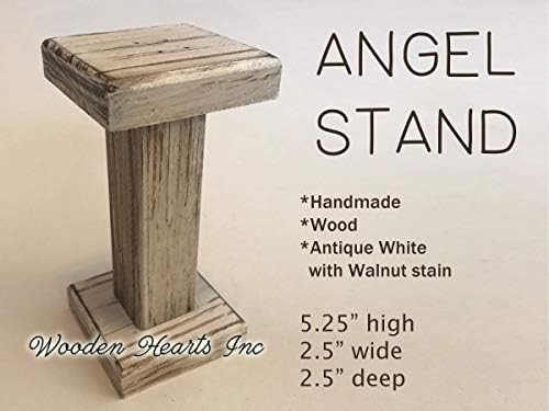 Baby Manger Oak -Angel Stand, Antique White Wood (Fits a Willow Tree Angels and Nativity Figurines)