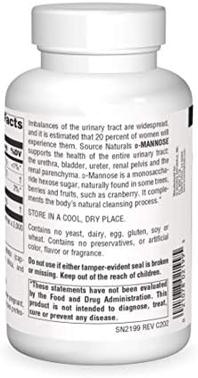 Source Naturals, D-Mannose - 500mg - 30 Capsules | Supports Urinary Tract & Bladder Health