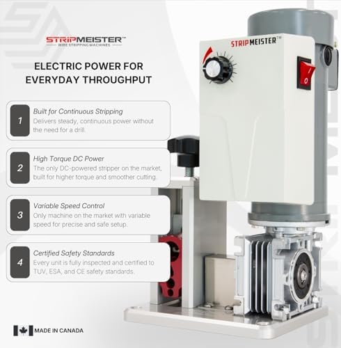 StripMeister E250 Electric Automatic Wire Stripping Machine – Wire Size Up To Ø3/4", Jam-Free, Motorized Wire Stripper with Variable Speed Control for Copper Wires