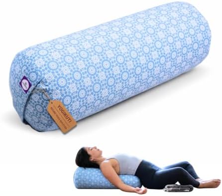 Yogikuti Iyengar Yoga Bolster for Restorative Yoga and Meditation – Lightweight Cotton Support Pillow with Handle for Easy Carry