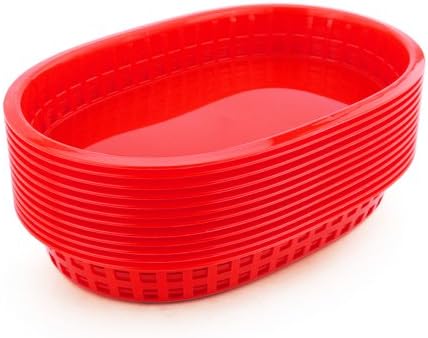 New Star Foodservice Fast Food Baskets, 10.5 x 7 Inch, Set of 12, Red