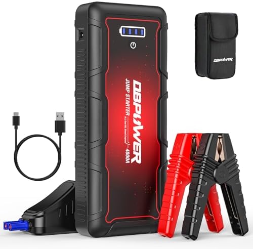 DBPOWER Jump Starter 4000A Peak 88.8Wh Portable Car Jump Starter (Up to All Gas/10L Diesel Engine) 12V Auto Battery Booster Pack with Smart Clamp