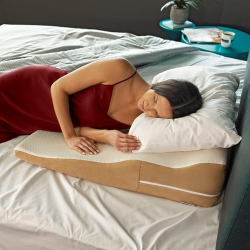 Avana Contoured Bed Wedge Memory Foam Support Pillow with Cooling Tencel Cover for Side Sleepers