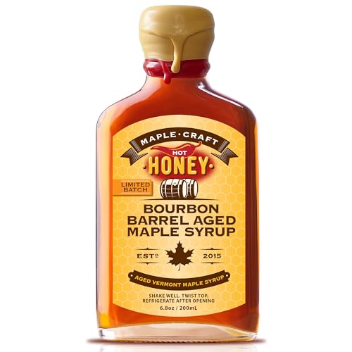 Maple Craft Foods Salted Caramel Maple Syrup – Organic Vermont Maple Syrup with Natural Caramel Flavor & Salt, Gourmet Flavored Syrup for Pancakes, Coffee, Baking and Desserts, 6.8 oz