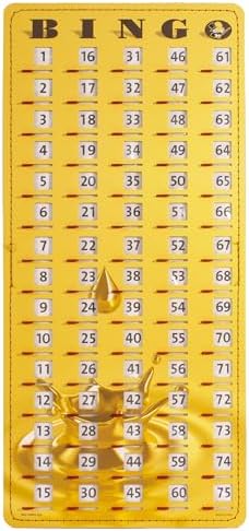 MR CHIPS Large 14.75" L x 6.75" W Jam-Proof Finger Tip Bingo Master Board Card with Large 3/4" Sliding Windows, Thick 5 Ply Cardboard, Gold Rush Style