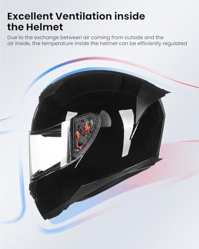 ILM Full Face Motorcycle Helmet for Motocross Street Bike DOT Certified 2 Visors Model-317(Gloss Black, L)