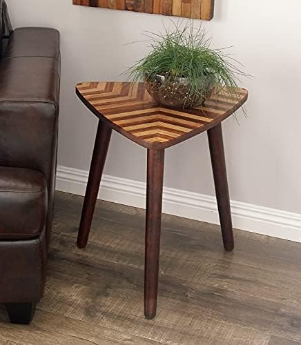 Deco 79 Mango Wood Handmade Side End Accent Table End Table with Wood Inlay, Side Table 20" x 21" x 22", Brown