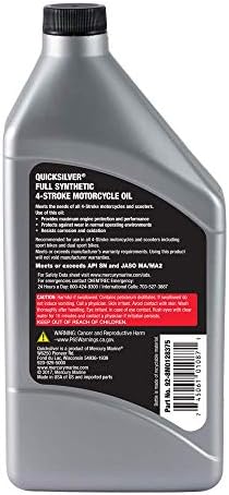 Quicksilver 20W-50 Full Synthetic Motorcycle Oil, 1 Quart
