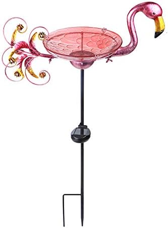 MUMTOP Outdoor Bird Bath Solar Birdbath Garden Feeder with Metal Stake,Blue