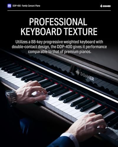 Donner DDP-300 Digital Piano with 88 Graded Hammer Action Weighted Keys, Record, Bluetooth, 10 Voices, 4 Reverb, Speakers
