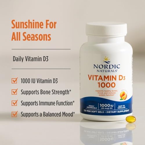 Nordic Naturals Vitamin D3 1000 IU, Orange - 120 Mini Soft Gels | Vitamin D3 supports healthy bones