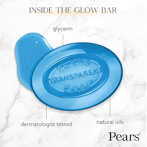 Pears Soap, Pure & Gentle with Mint Extract 3-Pack – Transparent Blue Glycerin Soap for Cool, Refreshed Skin, 4.4 Oz Ea