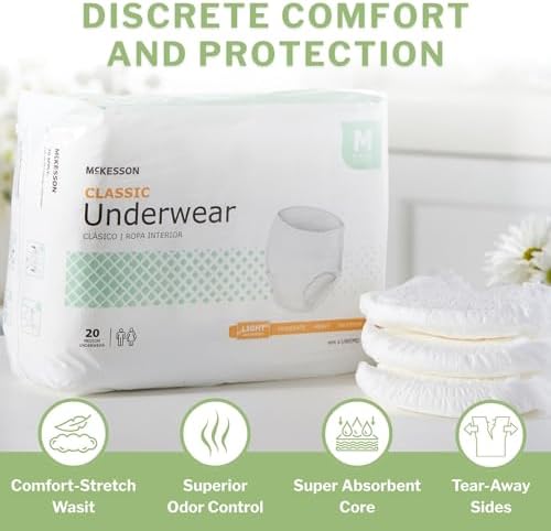 McKesson Classic Adult Incontinence Underwear, Large, Light, 58 in, 72 ct | Postpartum and Incontinence Support
