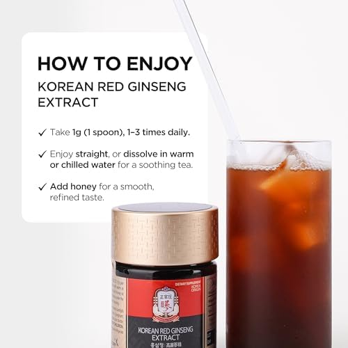 JUNG KWAN JANG Korean Red Panax Ginseng Extract Extra Strength, Energy 240g | Extra Strength, Energy Boost, Boost Immune System, Stamina, Blood Circulation, Memory, Focus, Caffeine Free, Vegan, Non-GMO