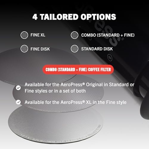 Able - DISK Stainless Steel Coffee Filter, AeroPress Coffee Maker-Compatible, AeroPress Accessories for Home & Cafes, 2.45” Reusable Coffee Filters (254-Micron Standard + 152-Micron Fine), Pack of 2