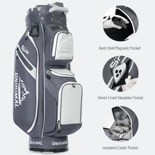 StablePoint Golf Cart Bag with 14-Way Full-Length Divider Top | S&T-Lock Golf Bag for Men with Magnetic Pocket, Cooler Pocket & Rain Cover