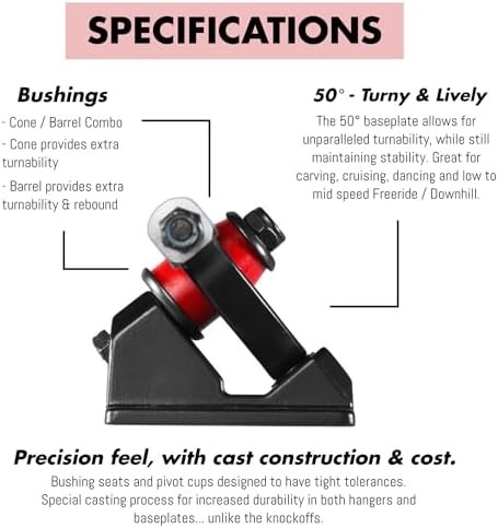 Caliber 3 Trucks 50° - Longboard Skateboard Trucks - for Downhill, DIY Electric Skateboard, Cruising, Freeride, Sliding, Eboard, Carving, Beginners.