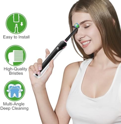 8pcs Replacement Heads Compatible with Oral B Electric Toothbrush, 4pcs Precision Clean and 4pcs Cross Clean Brush Heads, Black
