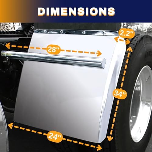 TORQUE Quarter Fenders for Semi Truck, 24" x 24" Black Poly, Tube Bracket and Mounting Hardware Included, Right Left, Quarter Fender Kit Set (TRQF311)