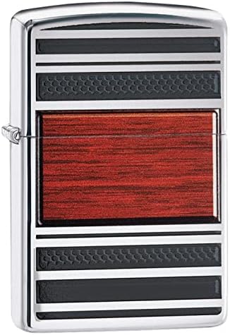Zippo Wood Grain High Polish Chrome Pipe Pocket Lighter