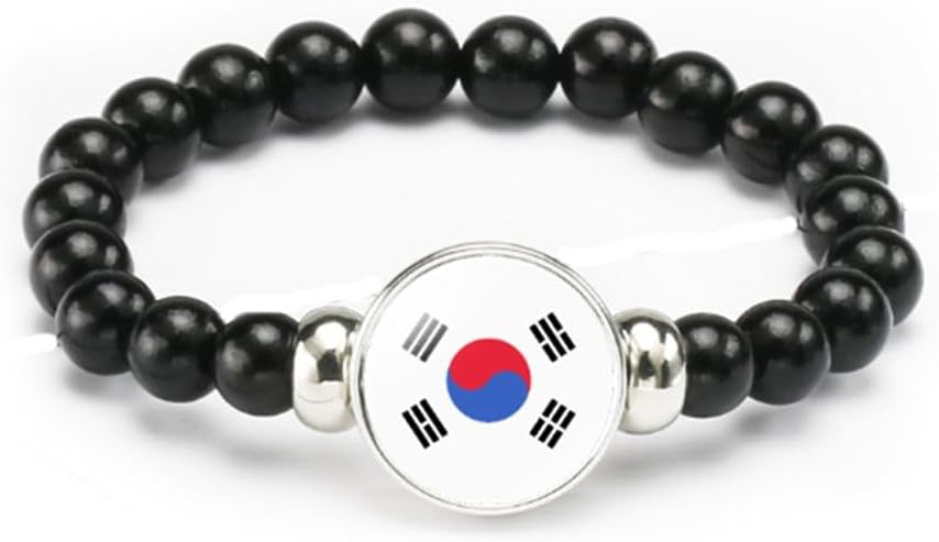 vmcoatdu National Flag Bracelet Elastic Rope Beaded Bracelet Support Your Country Travel Souvenir Gifts for Men Women