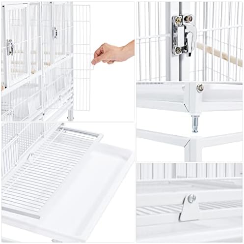 Yaheetech 41.5" Stackable Divided Breeder Breeding Parakeet Bird Cage for Canaries Cockatiels Lovebirds Finches Budgies Small Parrots with Rolling