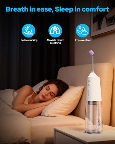 Nasal Irrigation System with 40 Saline Packets, 15s Quick Relief, Nettie Pot Sinus Rinse with 4 Speeds, 1000mah USB-C Charging