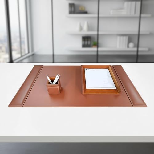 Dacasso Rustic Brown Leather Desk Set, 3-Piece (D3237)