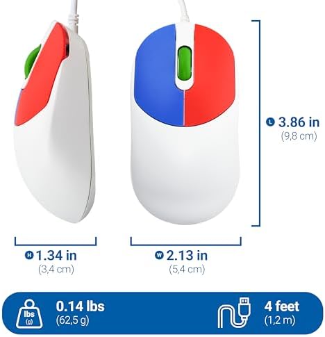 Clevy Kids Mouse - Colorful Ergonomic USB Computer and Laptop Kids Mouse for School and Home Computer Use - Wired Children Friendly - Compatible with Windows, macOS, Chromebook