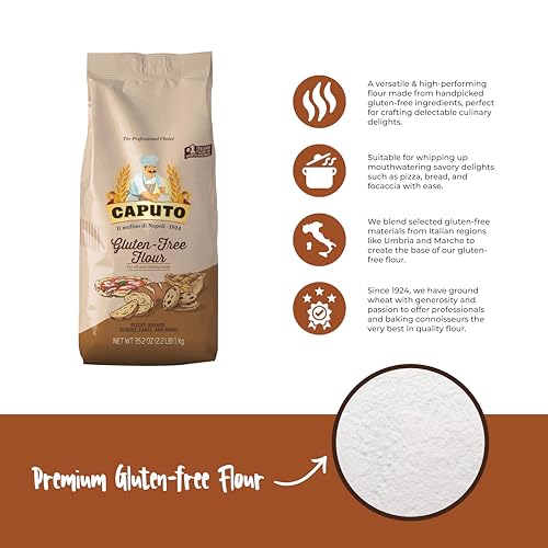 Antimo Caputo Gluten Free Pizza Flour 2.2lb - All Natural Multi Purpose Flour & Starch Blend for Baking Pizza, Bread, & Pasta
