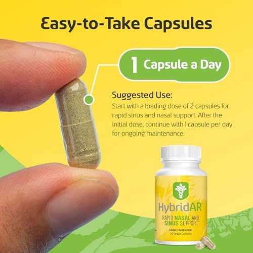 HybridAR Sinus & Nasal Support Herbal Supplement for Adults, 30 Veggie Caps | Daily immunity