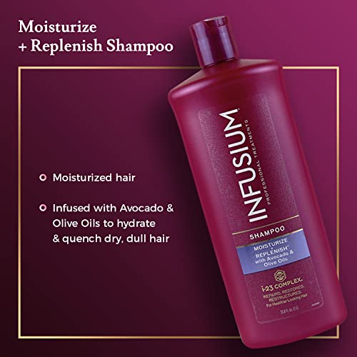 Infusium Repair and Replenish Nourishing Shampoo - Hydrating and Clarifying Shampoo for Build Up - Ceramides, Keratin, and Argan Oil - 13.5 oz