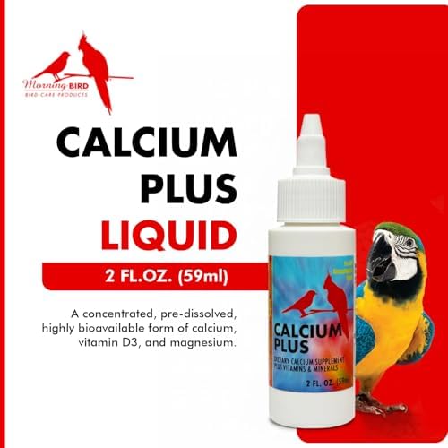 Calcium Plus Liquid for Birds – Calcium Supplement with Vitamins and Minerals for Strong Eggshells, Healthy Bones - Support Growth, Breeding, and Wellness for All Birds 4 Fl Oz | Calcium Supplement - Supports Healthy Growth, Bone Strength, Breeding, Brai…