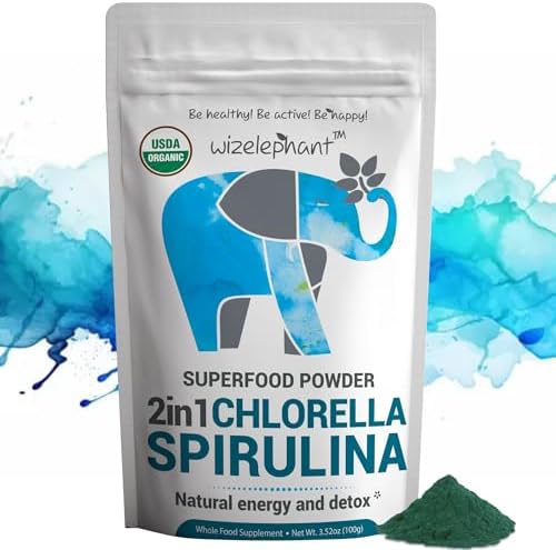 Chlorella Spirulina Powder Organic | Super Greens Powder and Smoothie Mix | Rich in Chlorophyll for Immune Support and Energy | Raw Vegan Protein
