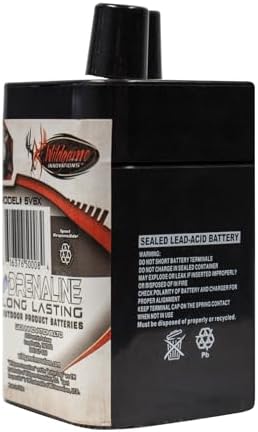 WILDGAME INNOVATIONS eDRENALINE 6V Spring Style Rechargeable Battery Outdoor Long-Lasting Powerful 6-Volt 5Ah Spring Top Battery