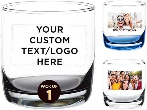 DISCOUNT PROMOS Custom Whiskey Glasses 10 oz Set of 10/50/100, Personalized Bulk Pack - Heavy Base Old Fashioned Glass, Perfect for Scotch, Bourbon