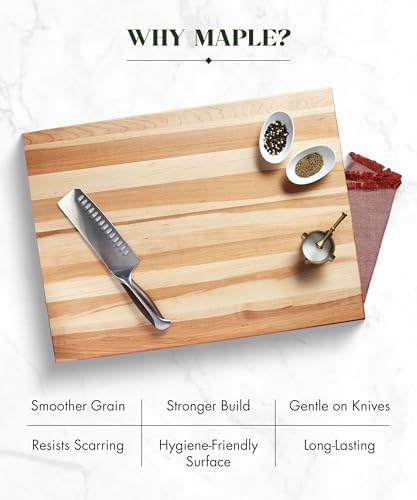 Labell Large Canadian Maple Edge Grain Cutting Board, 18 x 24 x 0.75 in | Chopping Board, Food Prep, Natural, Durable, Charcuterie, Serving, Styling