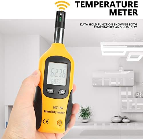 HT-86 Digital Thermometer Hygrometer Portable Hygrometer Thermometer Humidity 6.9 x 2in Wet Bulb/Dew Point Temperature Meter Humidity Meters