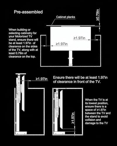 Motorized TV Stand for 32 to 70 inch Screens, Vertical TV Lift with Remote Control, Max VESA 600 * 400